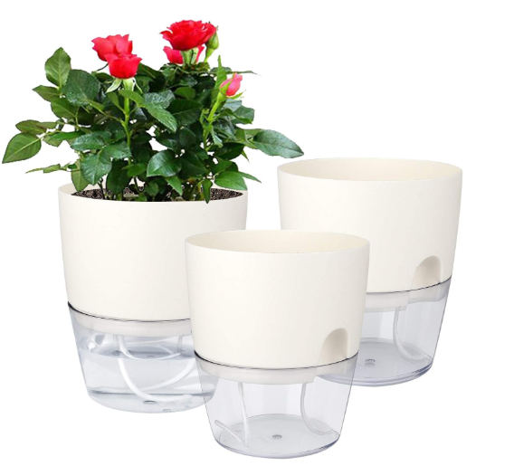 Vanavazon 6 Inch Self Watering Planter Pots for Indoor Plants, 3 Pack