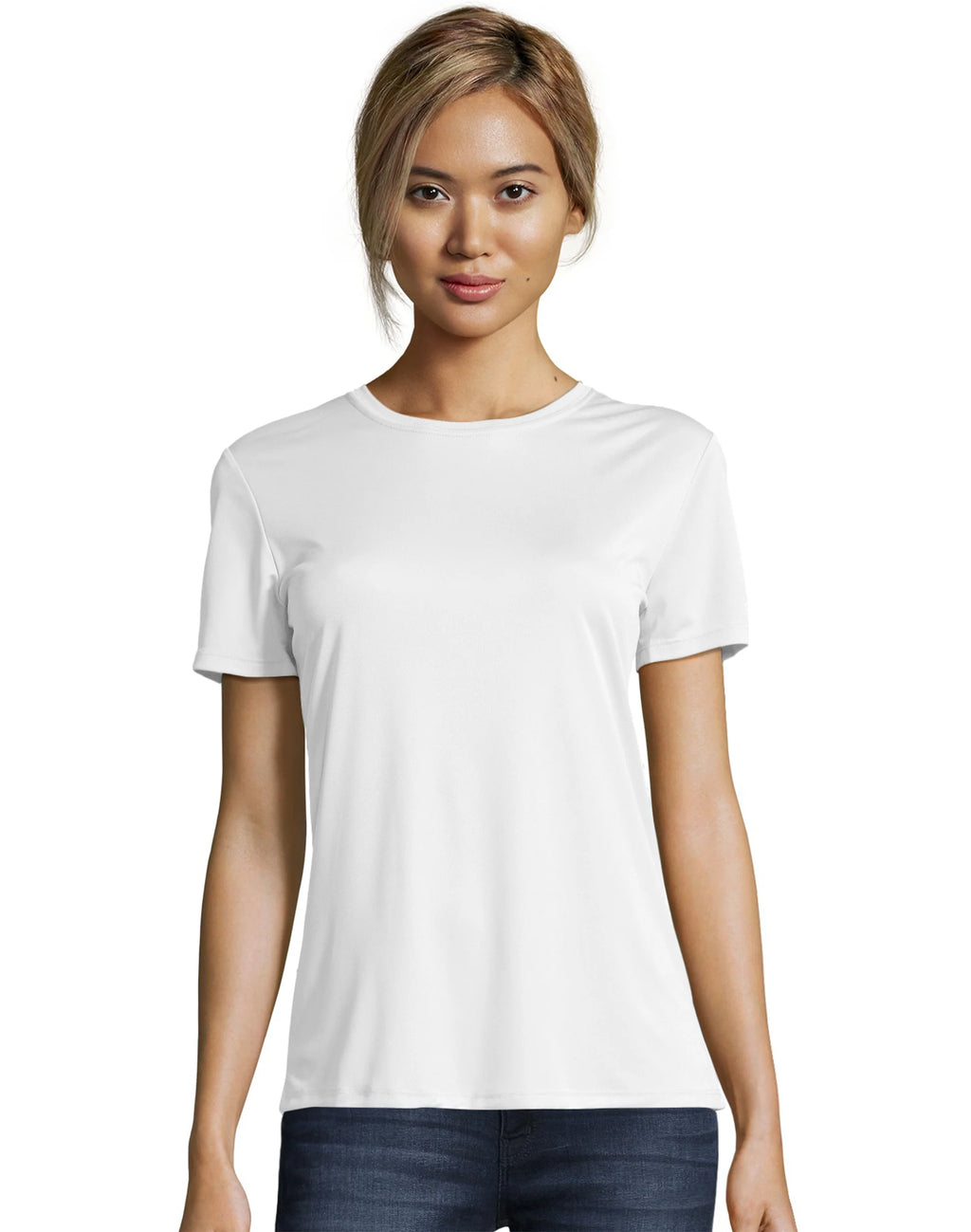 T-shirt Sportiva Hanes Sport A Maniche Corte Donna – Cool Dri Performance, Nero, Taglia Large, UPF 50+
