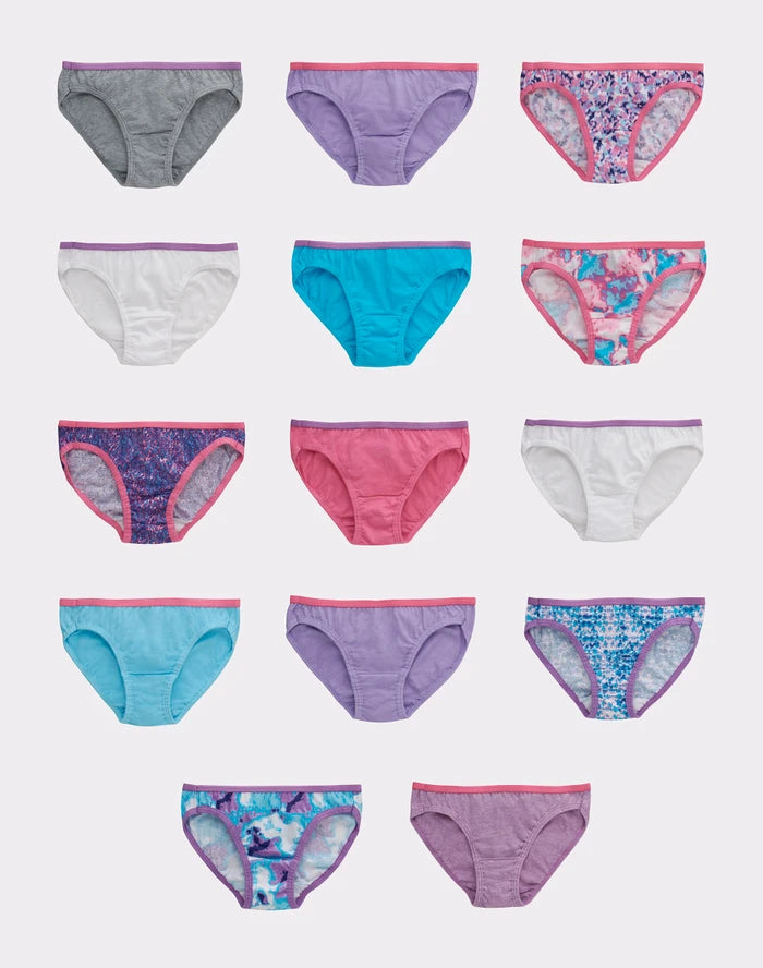 Hanes Girls' Tagless Bikini Underwear, 14-Pack