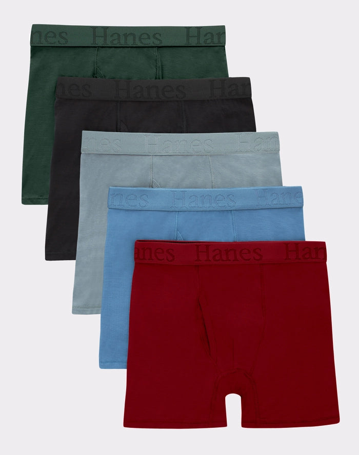 Hanes Originals Boys' SuperSoft Boxer Brief Underwear, Assorted, 5-Pack
