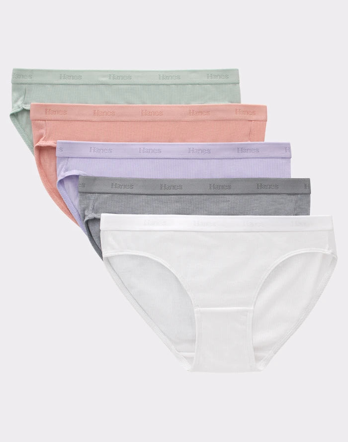 Hanes Originals Girls' SuperSoft Bikini Underwear, 5-Pack