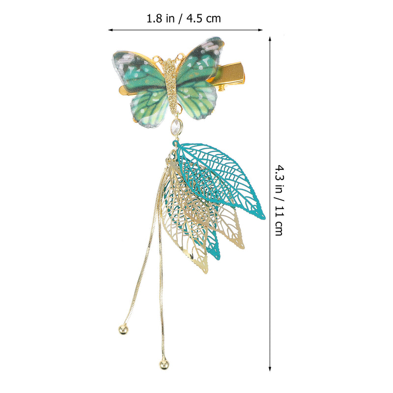 1 Pair Classic Chinese Style Bobby Pin Butterflies Tassel Barrettes Hair Clips