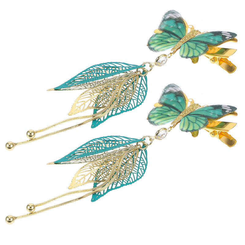 1 Pair Classic Chinese Style Bobby Pin Butterflies Tassel Barrettes Hair Clips