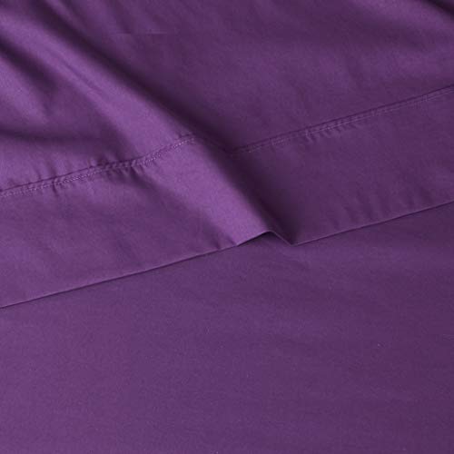 Lightweight Super Soft Easy Care Microfiber 4-Piece Bed Sheet Set with 14-Inch Deep Pockets, Queen, Plum, Solid