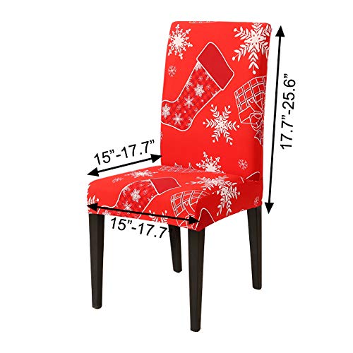 4PCS Stretch Removable Washable Dining Room Chair Protector Slipcovers Christmas Decor