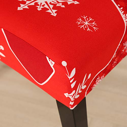 4PCS Stretch Removable Washable Dining Room Chair Protector Slipcovers Christmas Decor