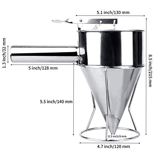 Stainless Steel Pancake Batter Dispenser, Funnel Dispenser With Stand  Baking Tool For Cake Pancakes