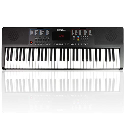 Compact 61 Key Keyboard with Sheet Music Stand, Power Supply, Piano Note Stickers