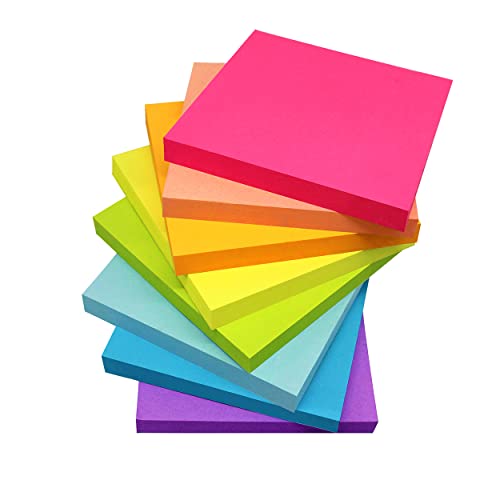 (8 Pack) Sticky Notes 3x3 Inches,Bright Colors Self-Stick Pads