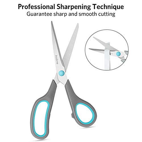 Scissors Set of 4, Premium Stainless Steel Razor Blades, Ergonomic Semi-Soft Rubber Grip