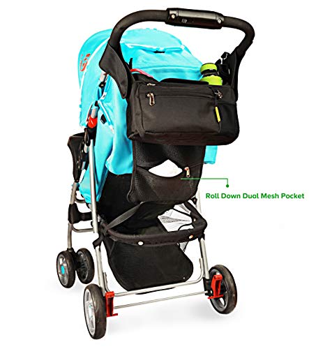 Non-Slip Stroller Organizer with Insulated Cup Holders, Shoulder Strap