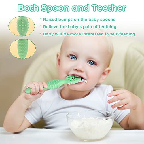 6pcs Silicone Baby Spoon Set, Baby First Stage Feeding Spoon, Easy