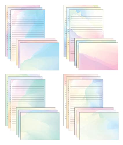 Mini Stationery Set, 100 Piece Set (50 Lined Watercolor Sheets + 50 Matching Envelopes)