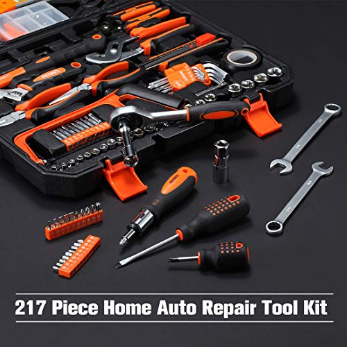 217-Piece Household Tool Kit with Solid Carrying Tool Box