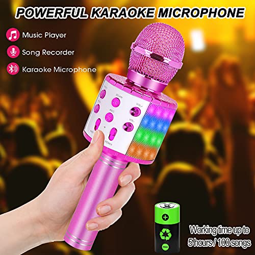Wireless Bluetooth Karaoke Microphone with Led Lights for Kids and Adults