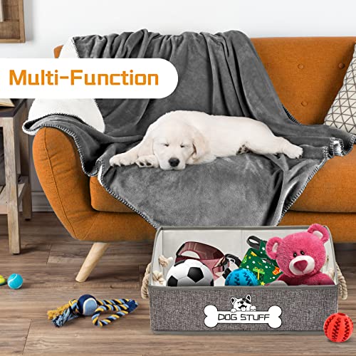 Dog Toy Box, Large Dog Toys Storage with Handle, Fabric Trapezoid Dog Toy Bin