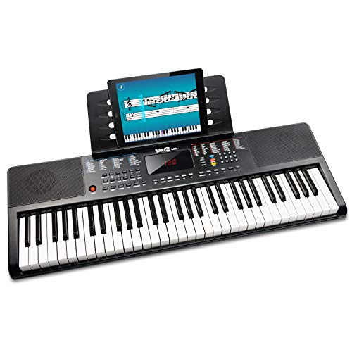 Compact 61 Key Keyboard with Sheet Music Stand, Power Supply, Piano Note Stickers
