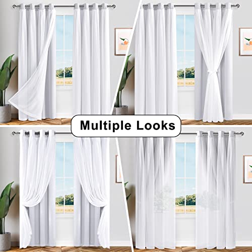 Hiasan Grey Blackout Curtains with Sheer Overlay, Grommet Thermal Insulated  Privacy Mix & Match Double Layer Room Darkneing Curtains for Bedroom,  Living Room, 2 Window Panels with Tiebacks, 52W X 84L 