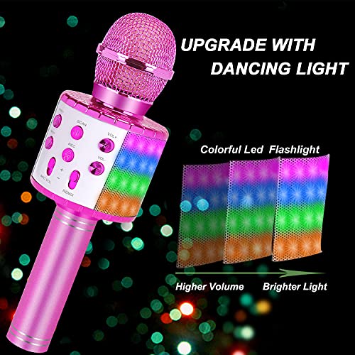 Wireless Bluetooth Karaoke Microphone with Led Lights for Kids and Adults
