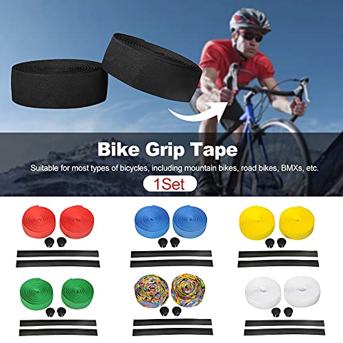 JIANWEI Bike Handlebar Tape - 2 Roll Self Adhesive EVA Touring Bicycle Handlebar Tapes, Soft Cycling Handlebar Grip Wraps with End Plugs for Handles, Road Bike Bar Wrap(Multicolor)