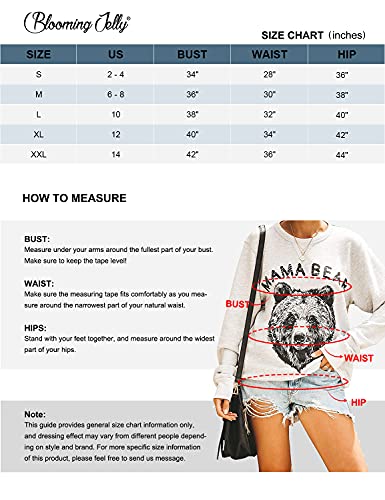 Blooming Jelly Womens Mama Bear Sweatshirt Crewneck Loose Fit Cute Long Sleeve Tops Graphic Fall Outfits Winter Clothes