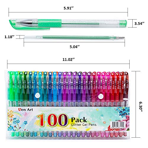 Glitter Gel Pens, 100 Color Glitter Pen Set for Making Cards