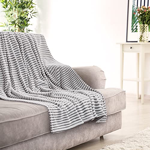 Fleece Throw Blanket for Couch – 50x60 for Adult and Kids, Lightweight, Black and White