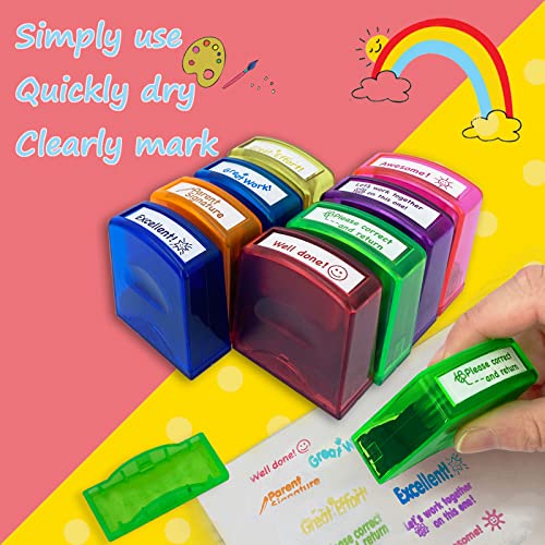 Teacher Stamps for Grading Classroom，Parent Signature Self-Inking Teacher Stamp Set
