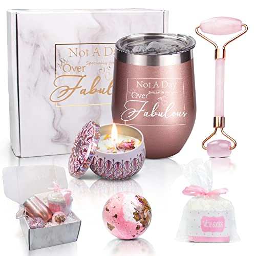 Birthday Gifts for Women - Fun Gifts Set 12oz Tumbler and Jade Roller
