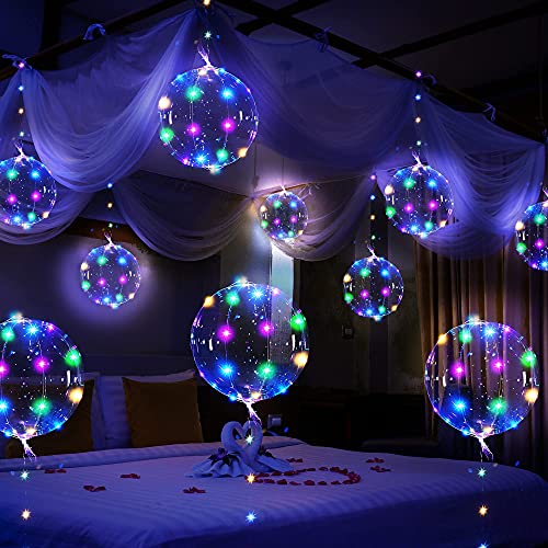 6 Pieces LED BoBo Balloons, Bubble Transparent Helium Balloons