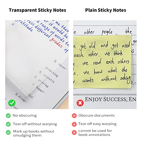 Transparent Sticky Notes - 500Pcs Clear Sticky Note for Books Annotation, Planner, Bible A