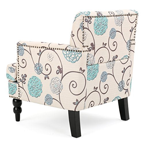 Christopher Knight Home Harrison Fabric Tufted Club Chair, White / Blue