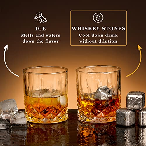 Birthday Gifts for Men,Fathers Day Unique Gifts for Him, Whiskey Stones Glasses Set,