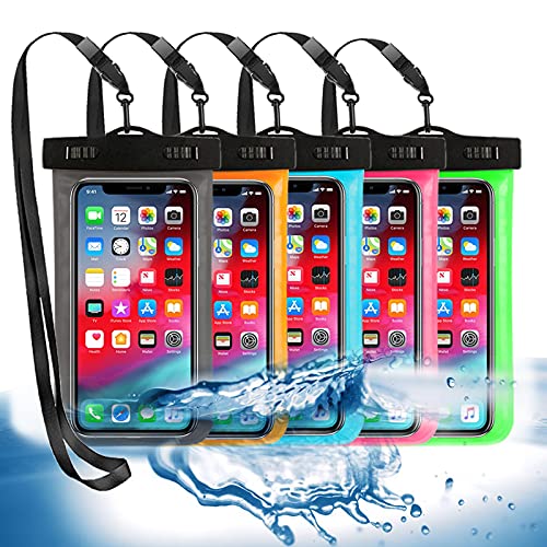 5 Pack Universal Waterproof Phone Pouch, Large Phone Dry Bag Waterproof Case