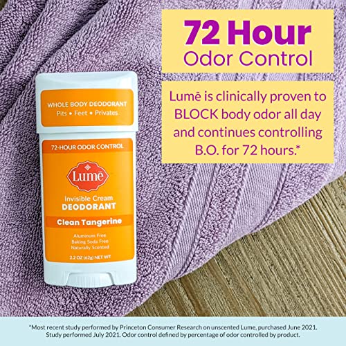 Lume Whole Body Deodorant Invisible Cream, Clean Tangerine - 2.2 oz