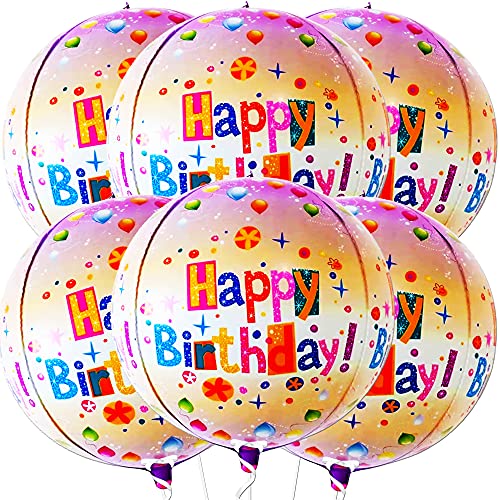 Happy Birthday Balloon for Birthday Decorations - Large 22 Inch, Pack of 6