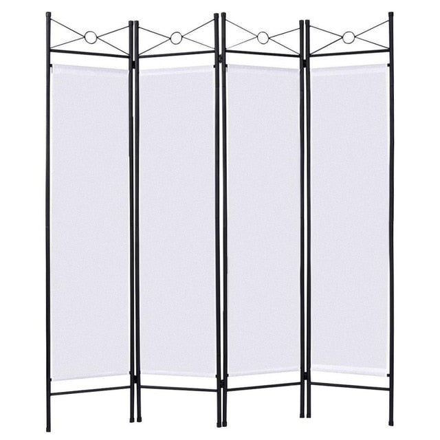 Folding  4 Panel Room Divider Privacy Screen Home Office Fabric Metal Frame