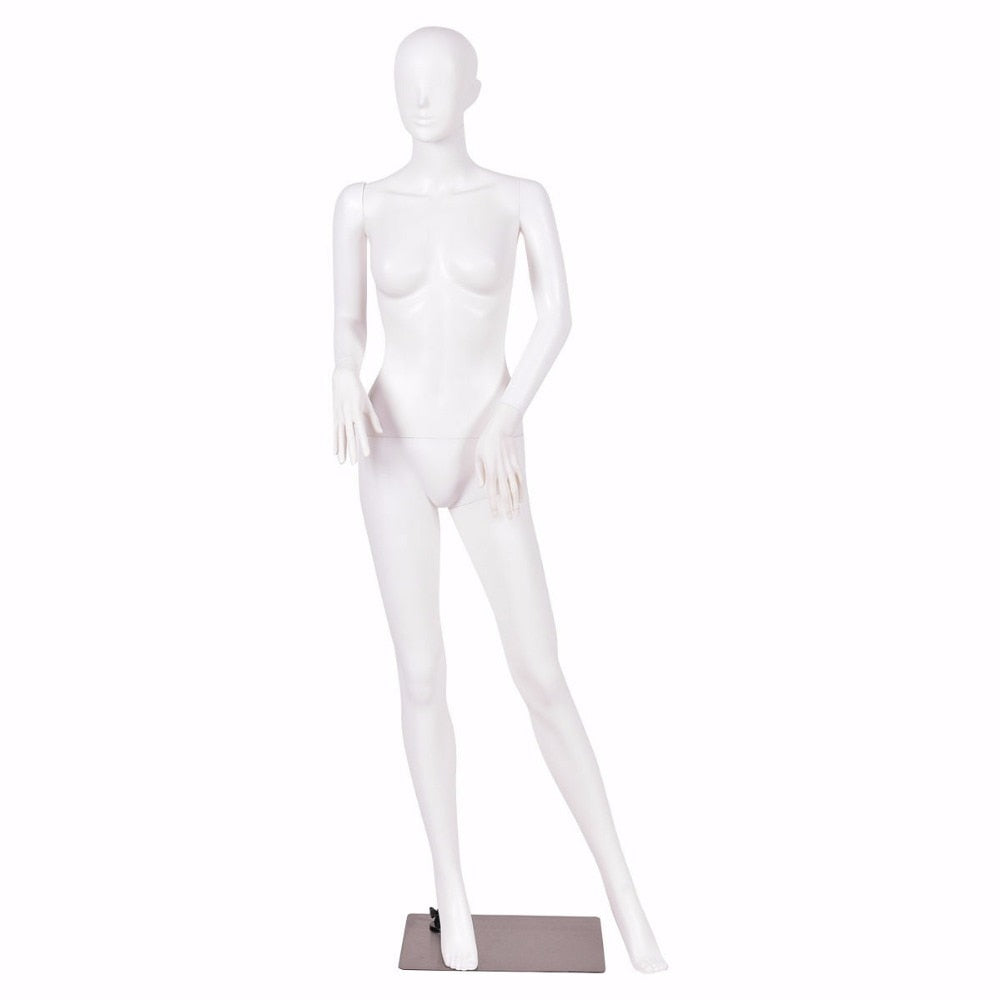 White Female Mannequin Hip Long Hollow Back Body Torso Set w/Metal