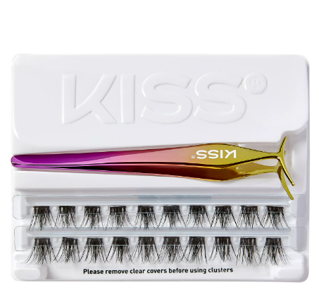 KISS imPRESS Press-On Falsies Eyelash Clusters Kit, Spiky, Black, 20 Clusters