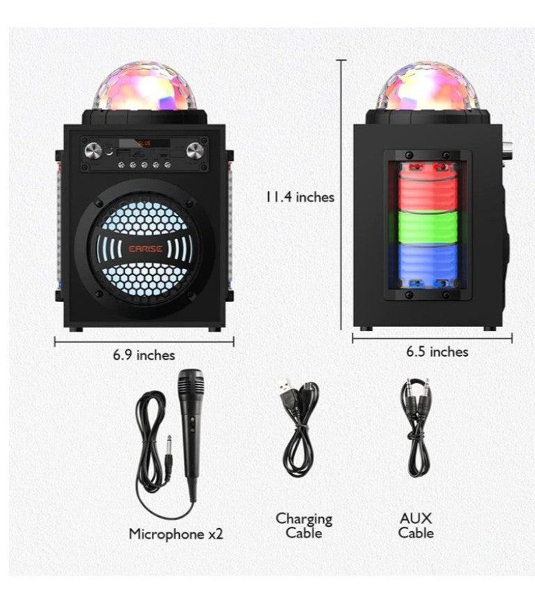 Pro Portable Karaoke Machine for Adults and Kids, PA System with 2 Microphones