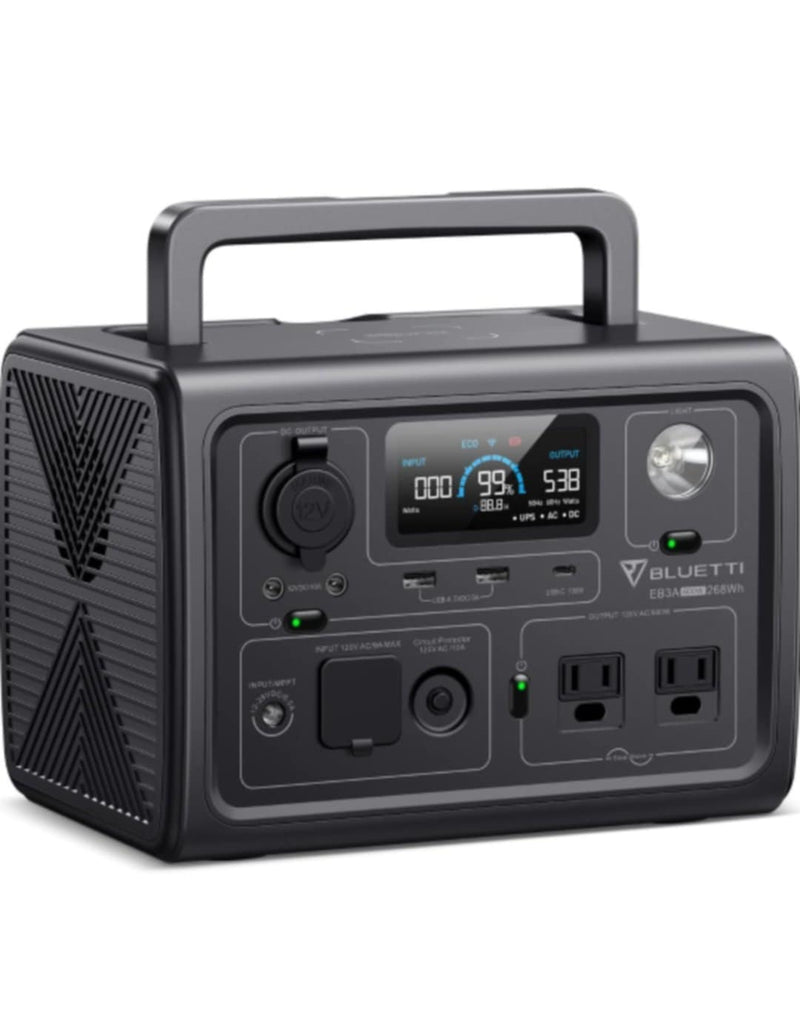 BLUETTI EB3A Portable Power Station, 268Wh LiFePO4 Power Station Battery Backup w/ 2 600W (1200W Surge) AC Outlets, Recharge from 0-80% in 30 Min, Solar Generator for Outdoor Camping