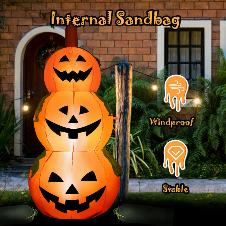 50% OFF On Sale | 5 Feet Halloween Inflatable 3-Pumpkin Stack Ghost