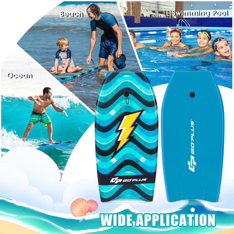 Lightweight Bodyboard with Wrist Leash for Kids and Adults