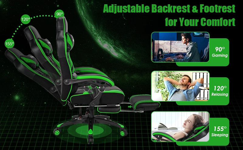 40% OFF On Sale | Adjustable Gaming Chair with Footrest for Home Office-Black