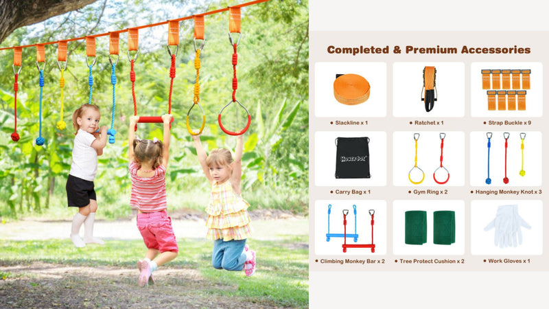 50 Feet Ninja Obstacle Course Line Kit for Kids