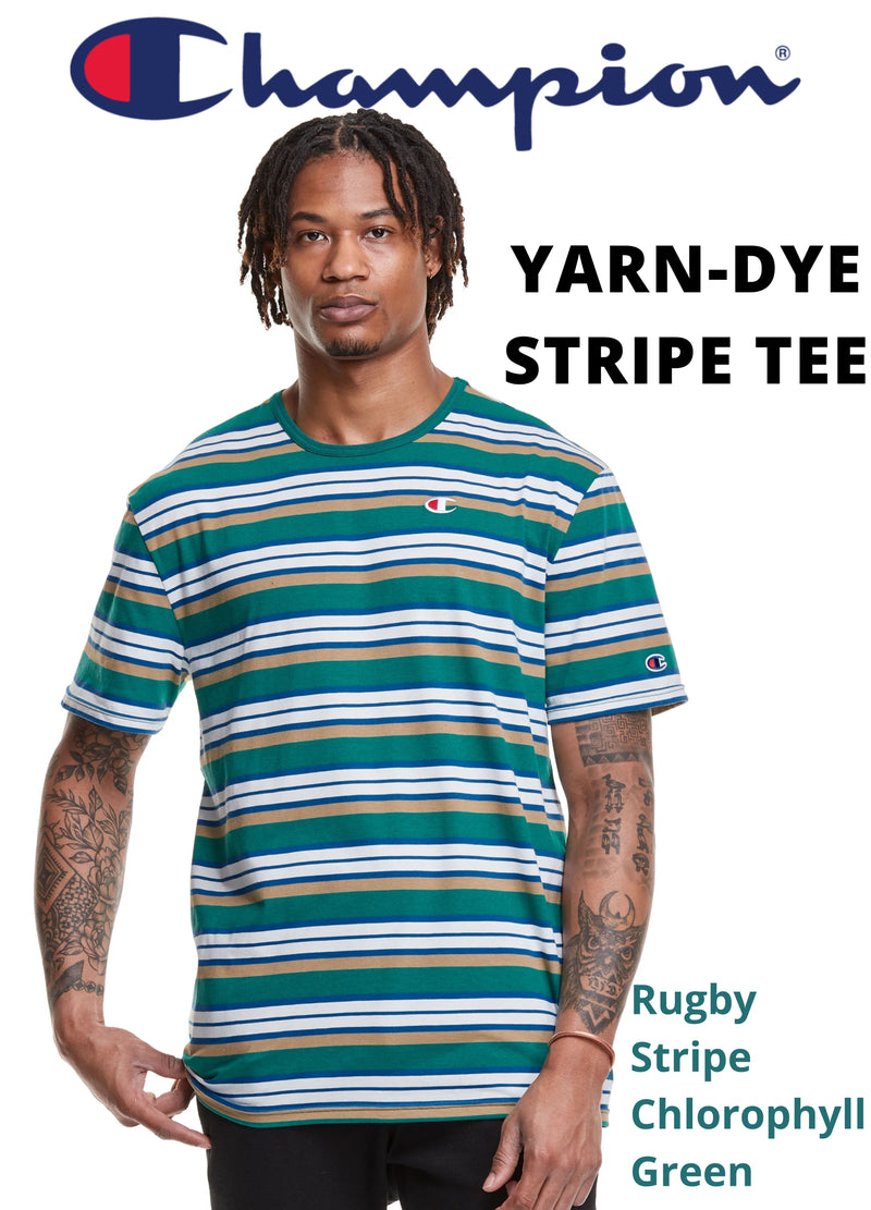 YARN-DYE STRIPE TEE, C LOGO | Rugby Stripe Chlorophyll Green