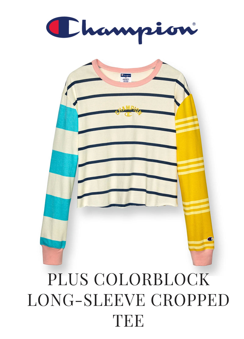 PLUS COLORBLOCK LONG-SLEEVE CROPPED TEE