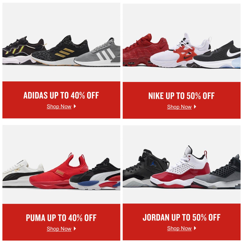 Shop TOP Brands 40% - 50% Off Adidas, Puma, Nike & Jordan