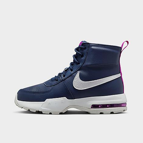 Nike Big Kids' Air Max Goaterra 2.0 All-Weather Casual Boots in Blue/Midnight Navy Size 4.0 Leather