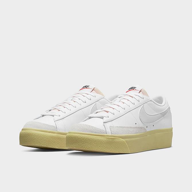 Nike Women's Blazer Low Platform Casual Shoes in White/White Size Leather